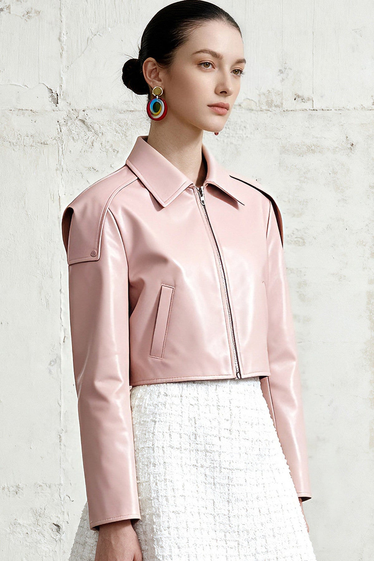 Pink Jacket and White Skirt Set-Up
