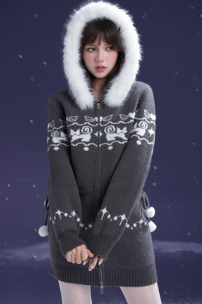Katzenmantelkleid mit Fair-Isle-Jacquard