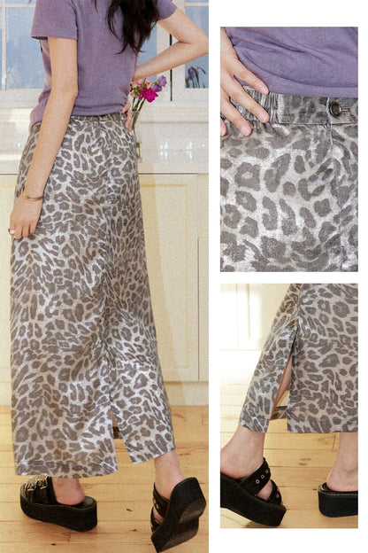 Retro Leopard A-Line Skirt