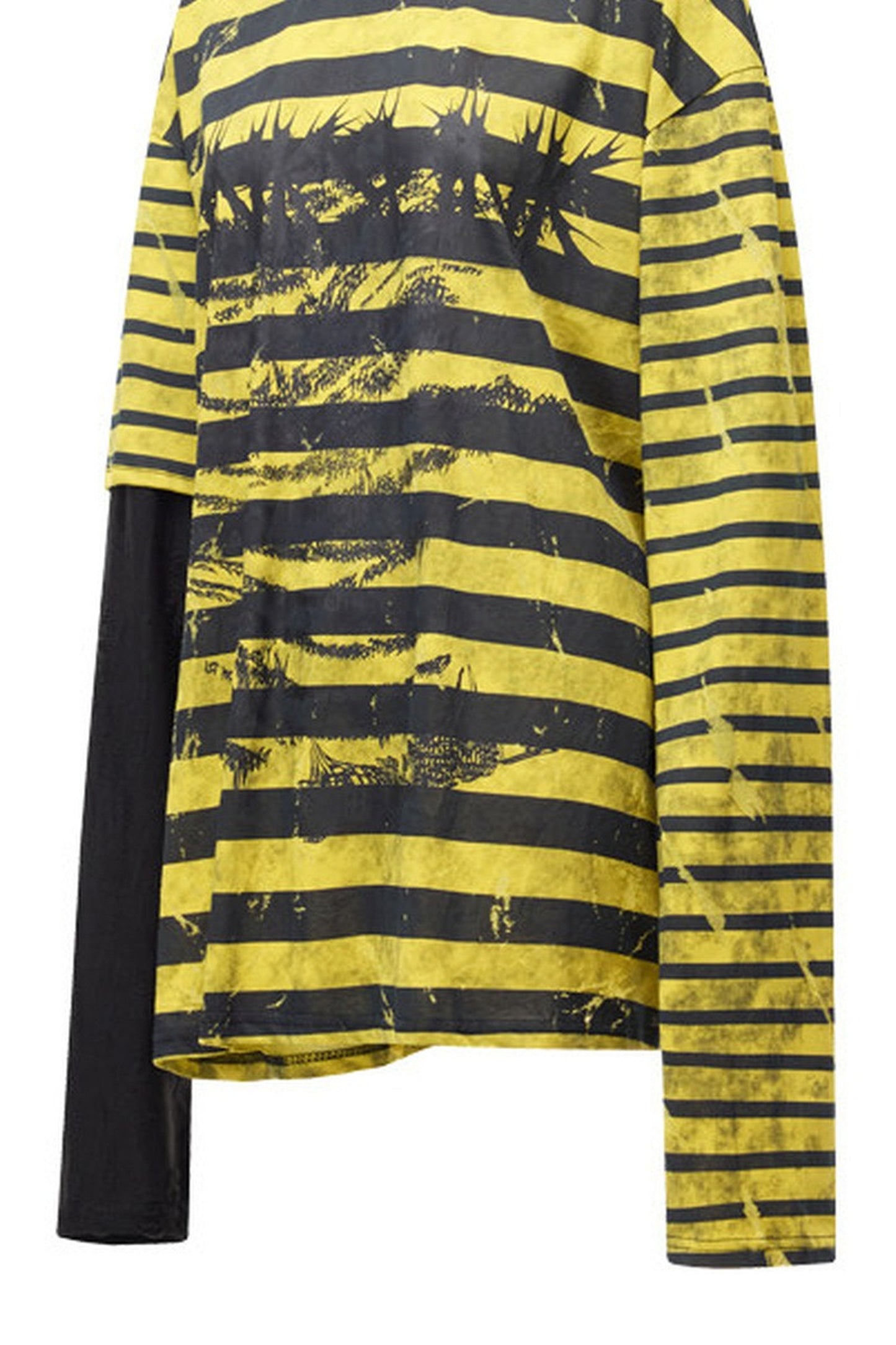 Punk Burnt Floral Cut-Out Striped Raglan Blouse