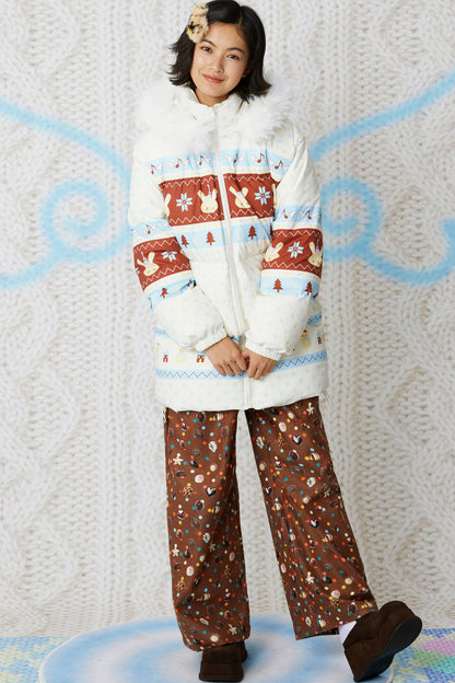 Fair Isle Hooded Down Jacket
