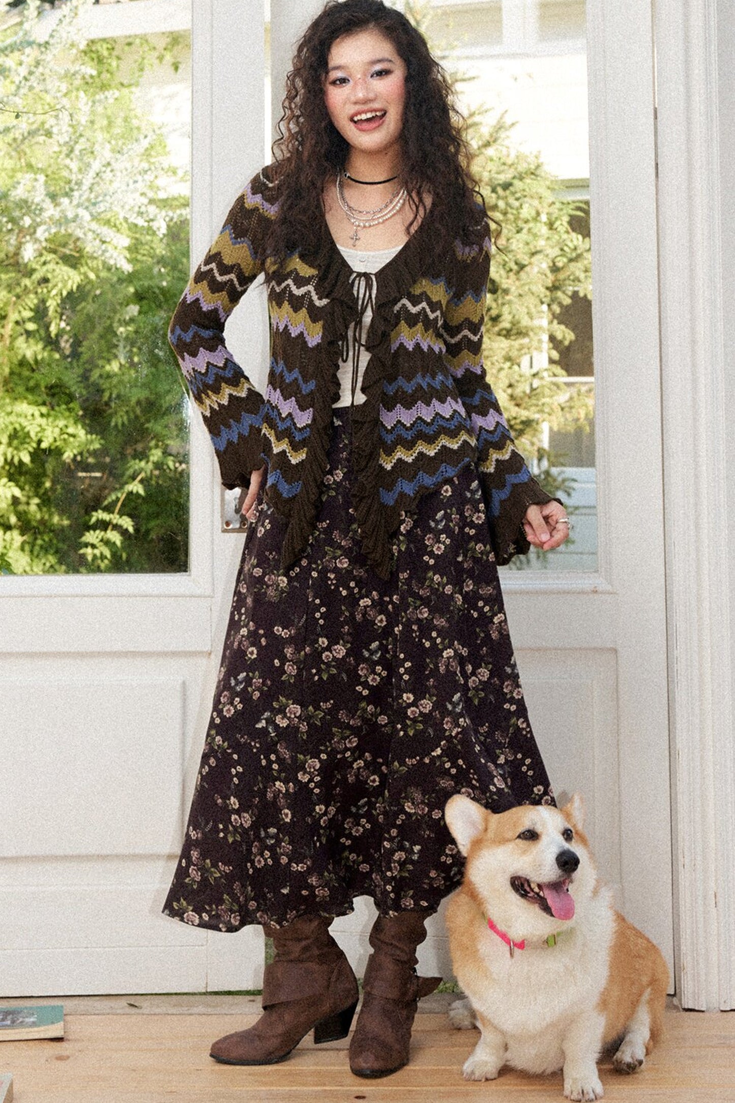 Vintage A-Line Elastic Waist Skirt