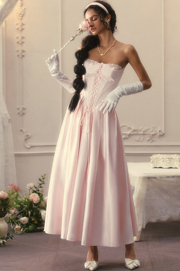 French Princess Satin Corset Dress