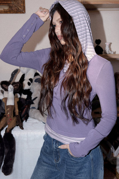 Layered-Look Striped Long-Sleeve Base Layer Top