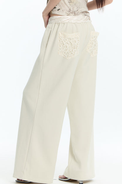 Satin Waistband Low-Waist Sweatpants