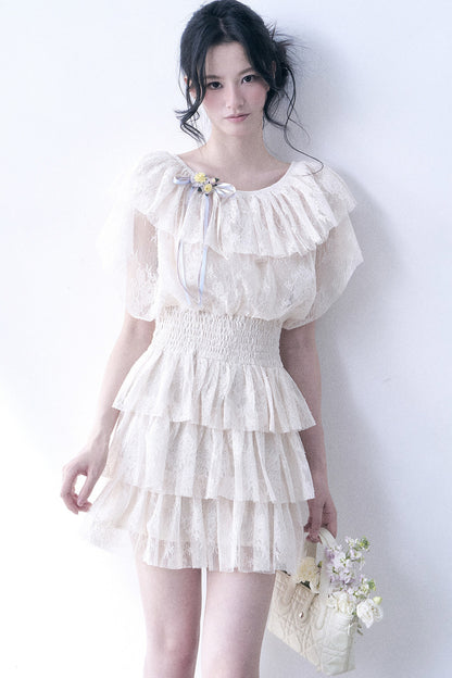 Layered Lace Ruffle Dress