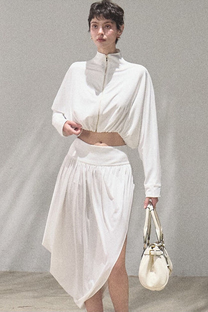 Cooling Batwing Sleeve Blouse and Skirt Set
