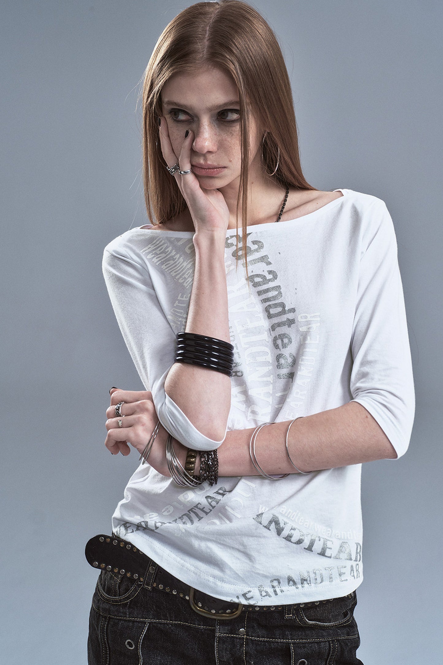 Off-Shoulder Long Sleeve T-Shirt