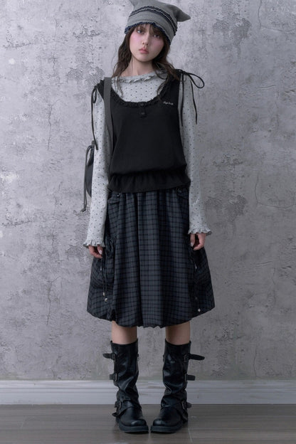 Y2K Gray Black Layered Vest Top Set-Up