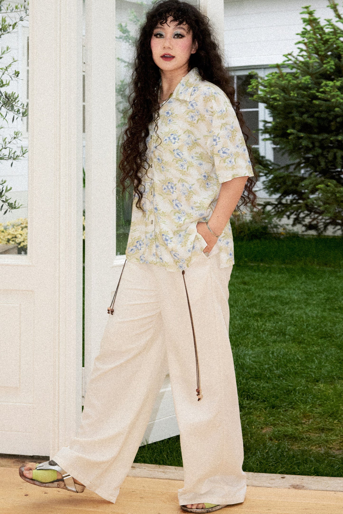 Hawaiian Contrast Print Blouse