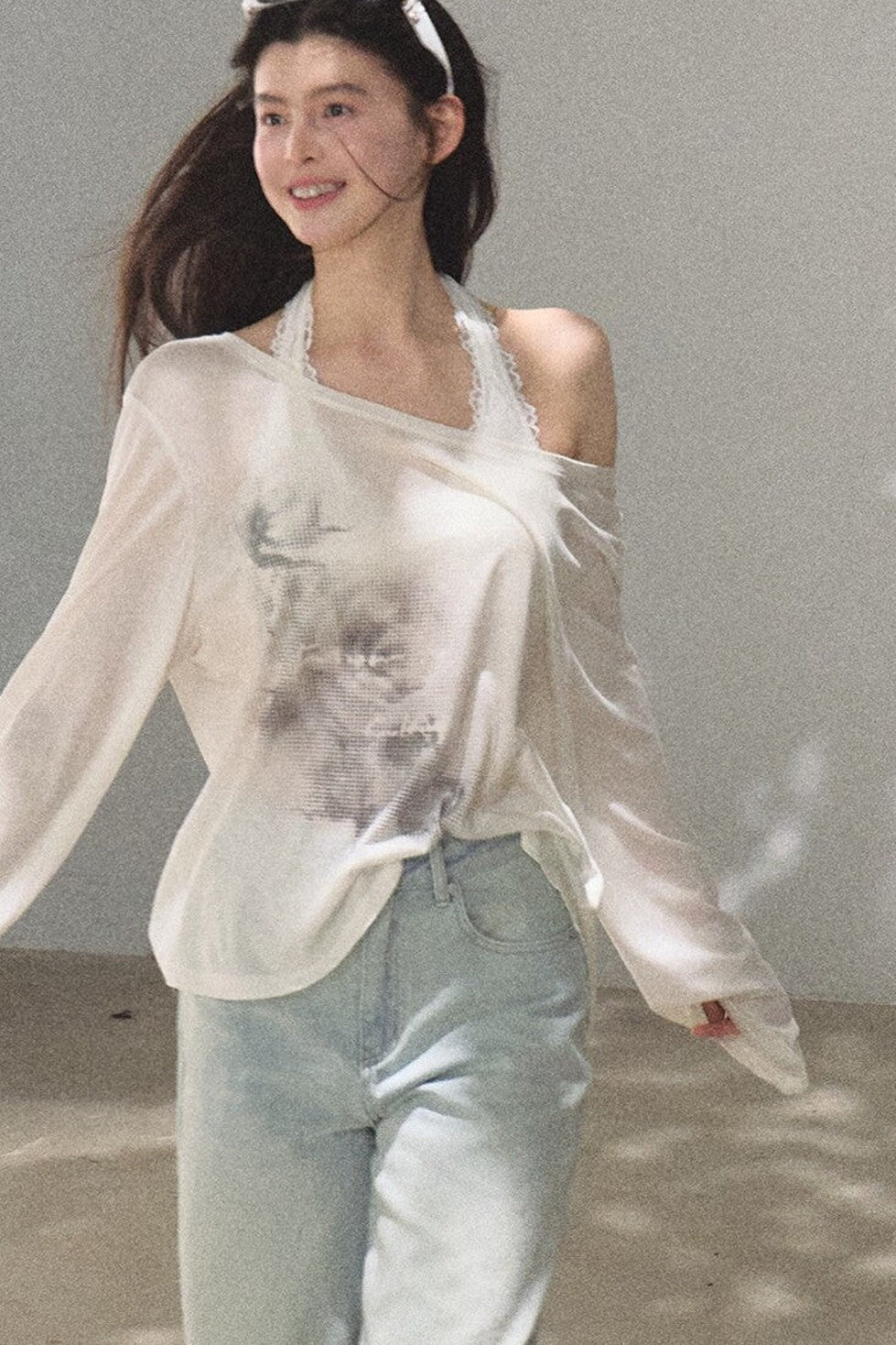 Asymmetrical Off-Shoulder Wool Modal Top