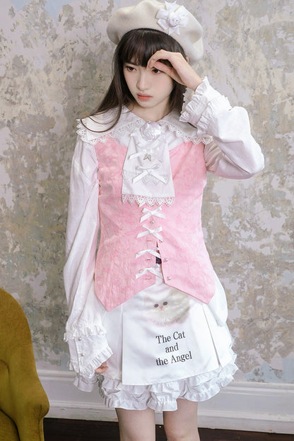 Butterfly Buckle Jacquard Cotton Vest