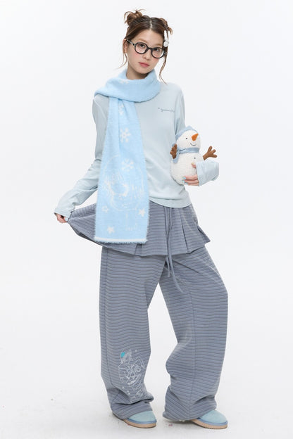 Double-Sided Knitted Illustration Scarf