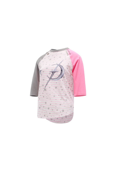 Electric Moon Rivet Striped Raglan T-shirt