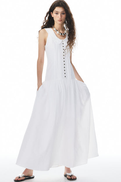 White Low-Neck Dress