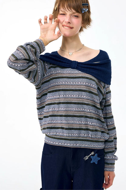 Top in maglia a righe blu