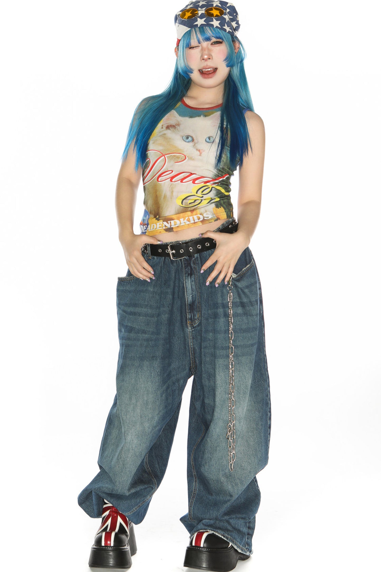 Y2K Devil Cat Print Sleeveless Tank Top