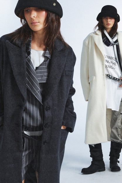 Double-Sided Wool Silhouette Lapel Coat