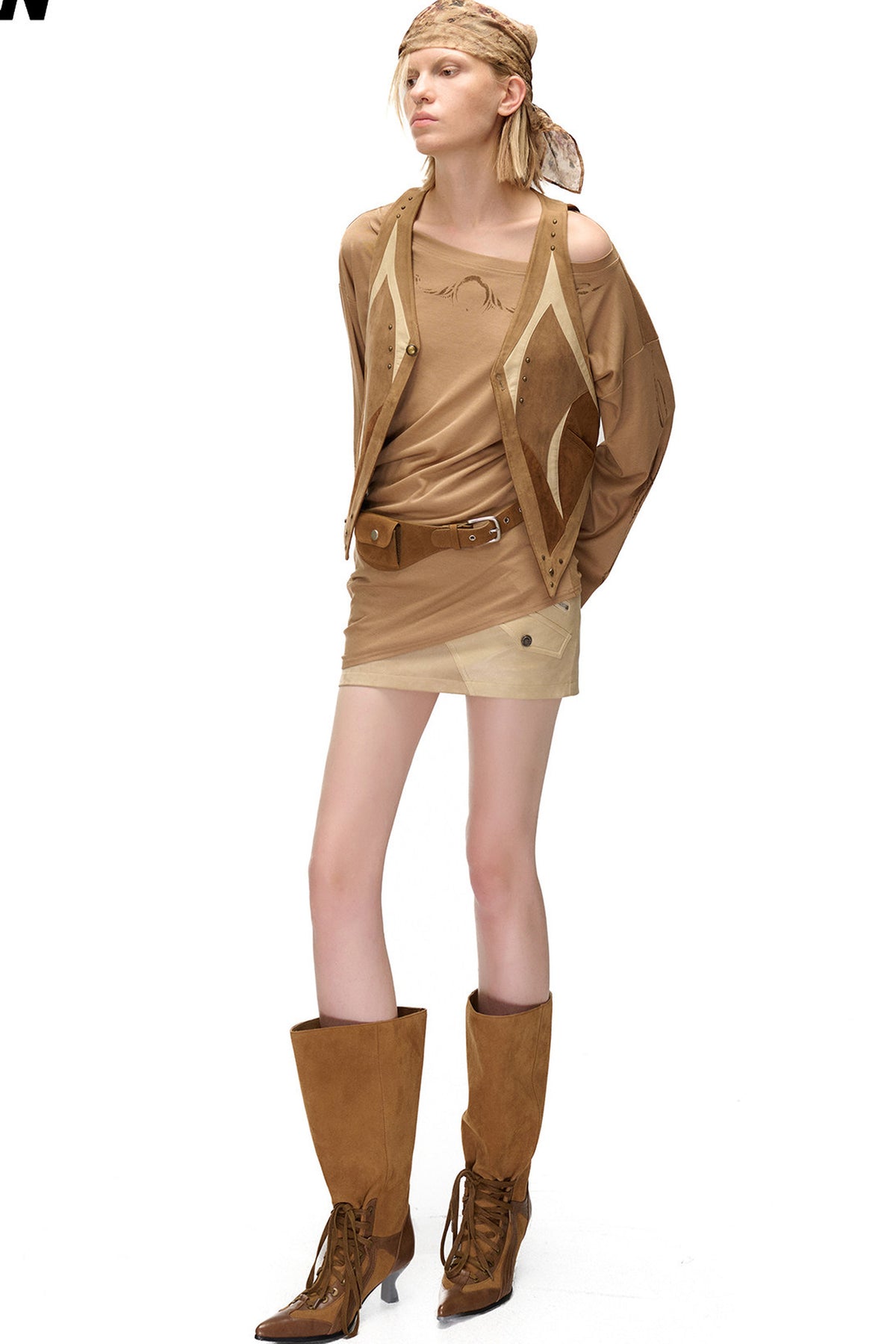 Faux Suede Patchwork Vest