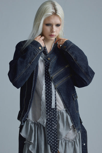 Distressed Chain Denim Jacket