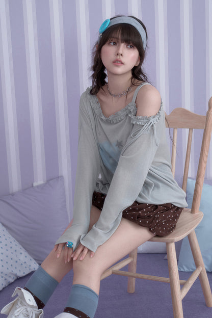 Hazy Bunny Off-Shoulder T-Shirt
