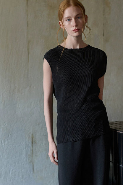Black Linen Knitted T-Shirt