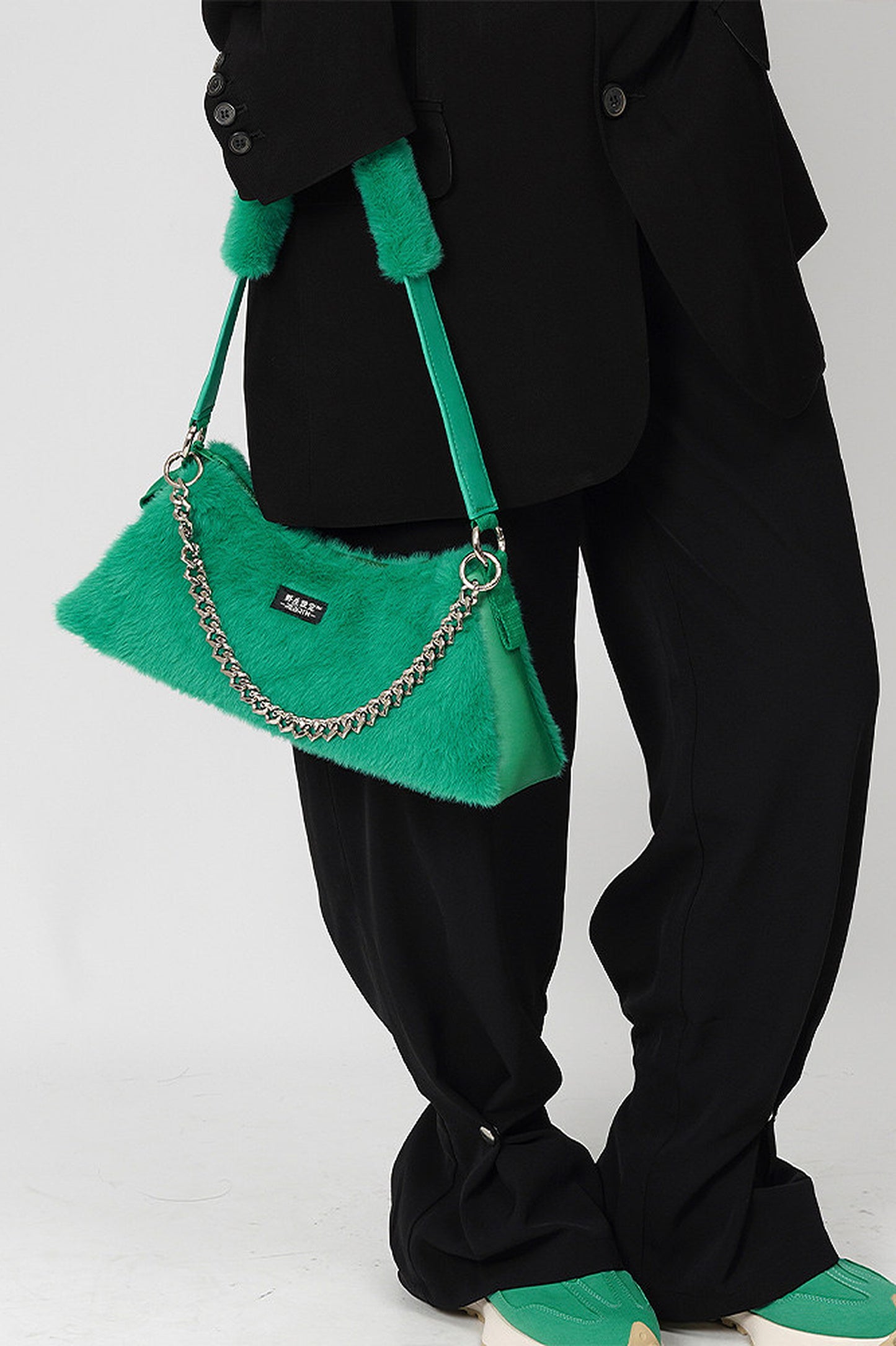 Solid Color Fur Underarm Crossbody Shoulder Bag
