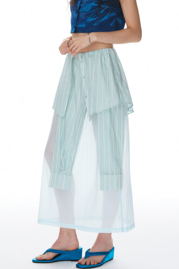 Blue-Green Striped Skirt