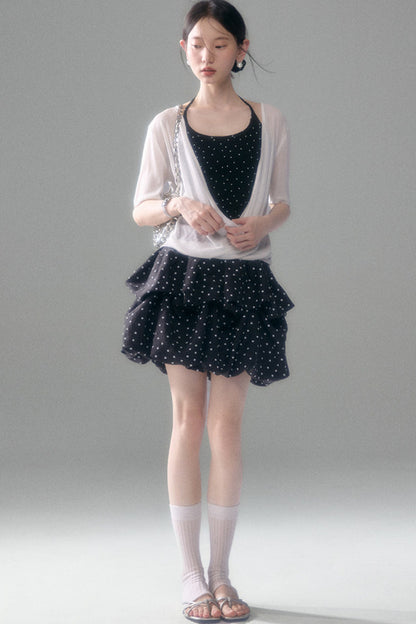 Retro Polka Dot Ruffle Cake Skirt
