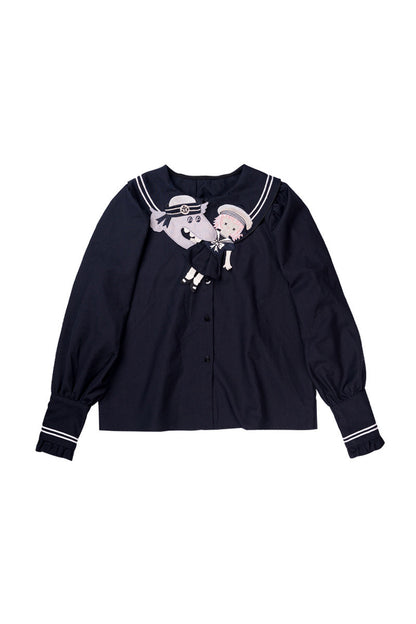 Fairy Tale Wolf Sailor Collar Shirt