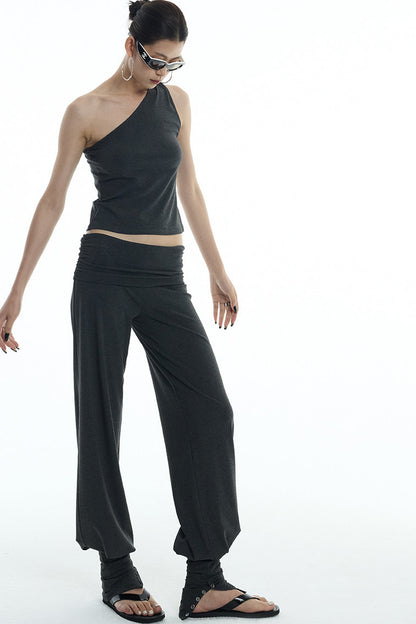 Lyocell One-Shoulder Top And Pants Set-Up