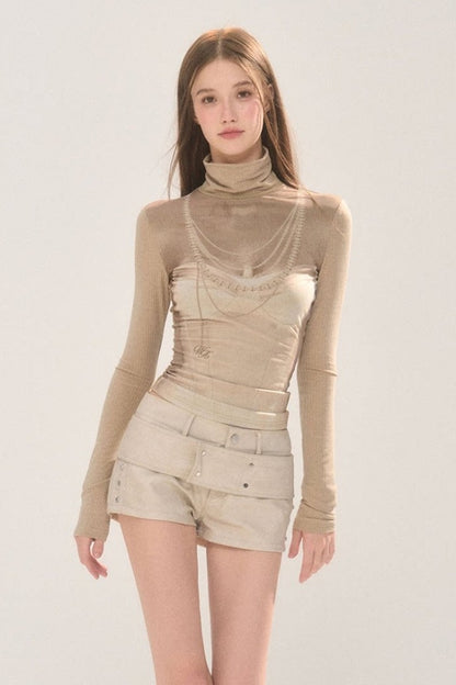 Faux Leather Belted Shorts