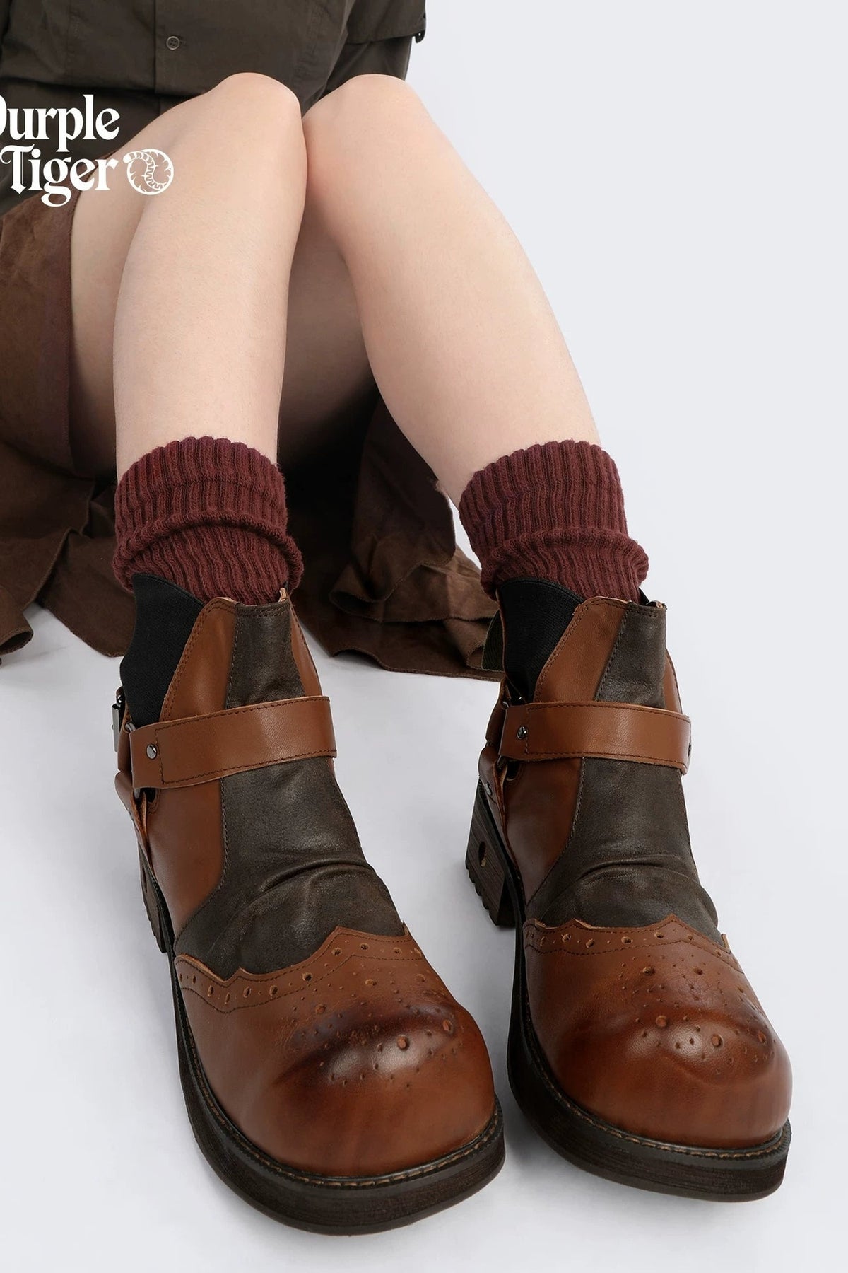 Retro Distressed Brown Short Boots