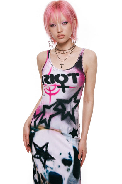 Punk Graffiti Slim-Fit Dress