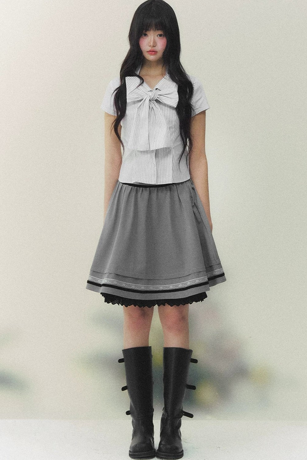 Art Girl Striped Bow Blouse