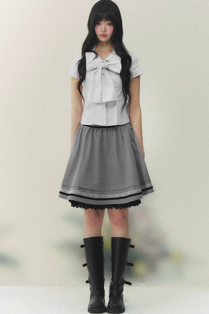 Art Girl Striped Bow Blouse