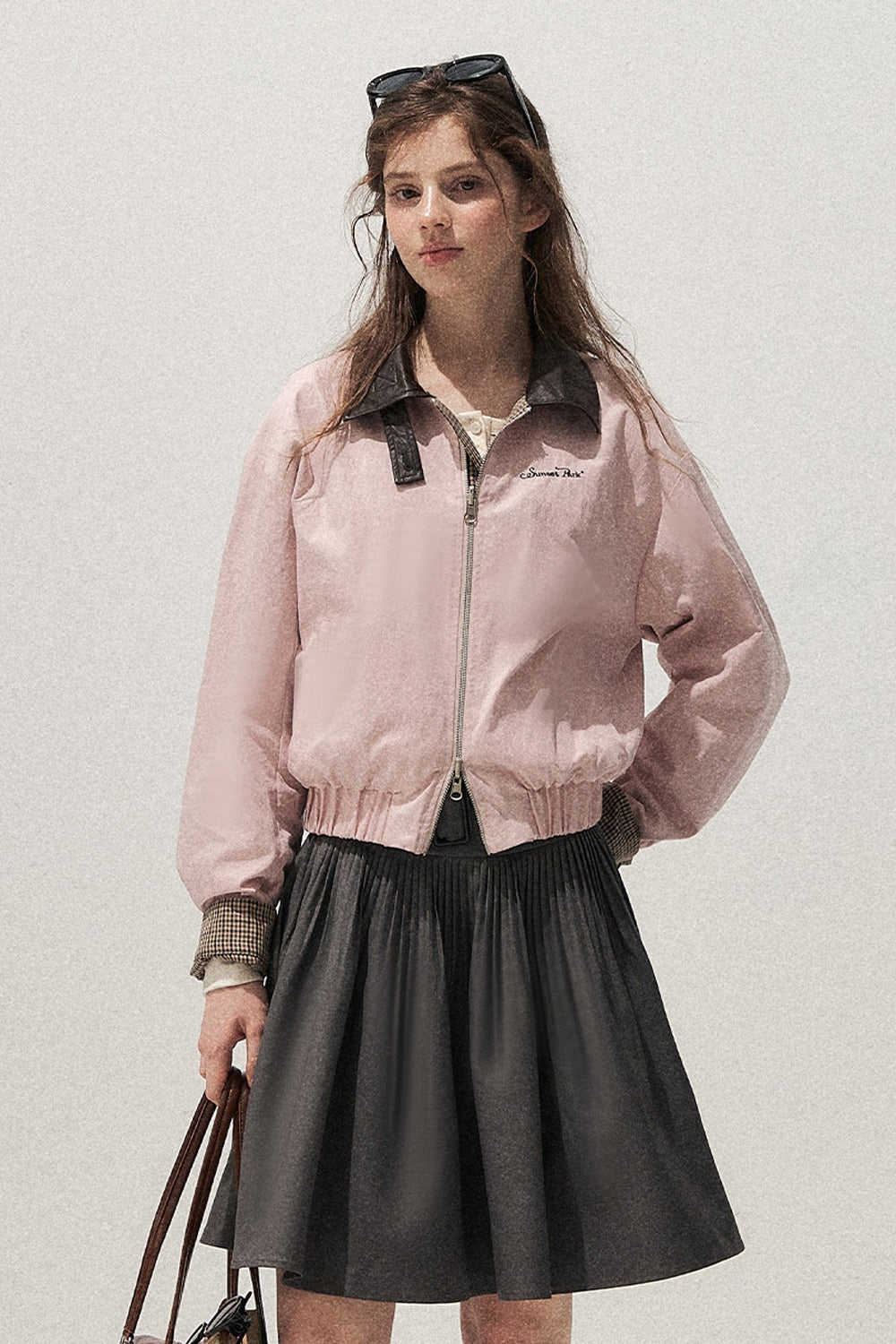 Giacca rosa reversibile pied-de-poule