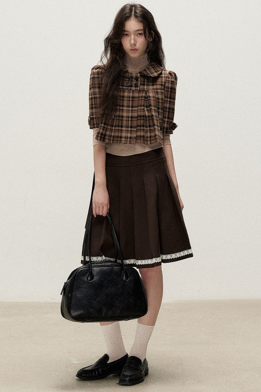 Retro Woolen Pleated Short Jacket