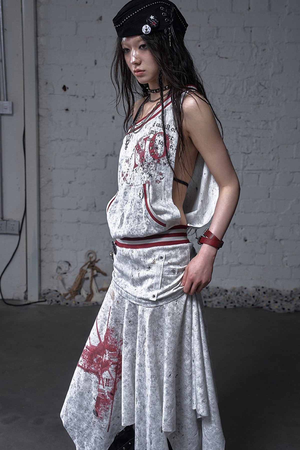 Distressed Punk Sleeveless Dress