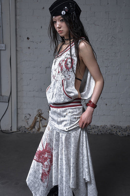 Distressed Punk Sleeveless Dress