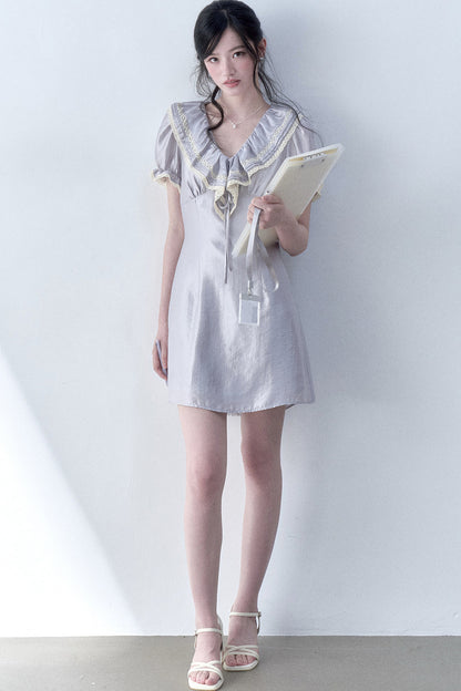 Moonlit Ruffled Puff Sleeve Dress
