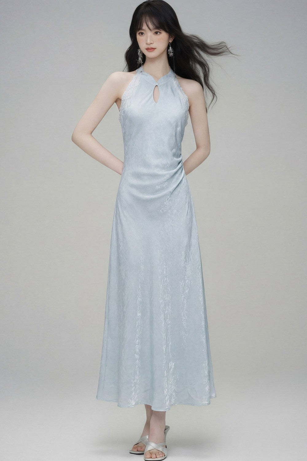 Chinese Style Jade Lace Cheongsam Dress