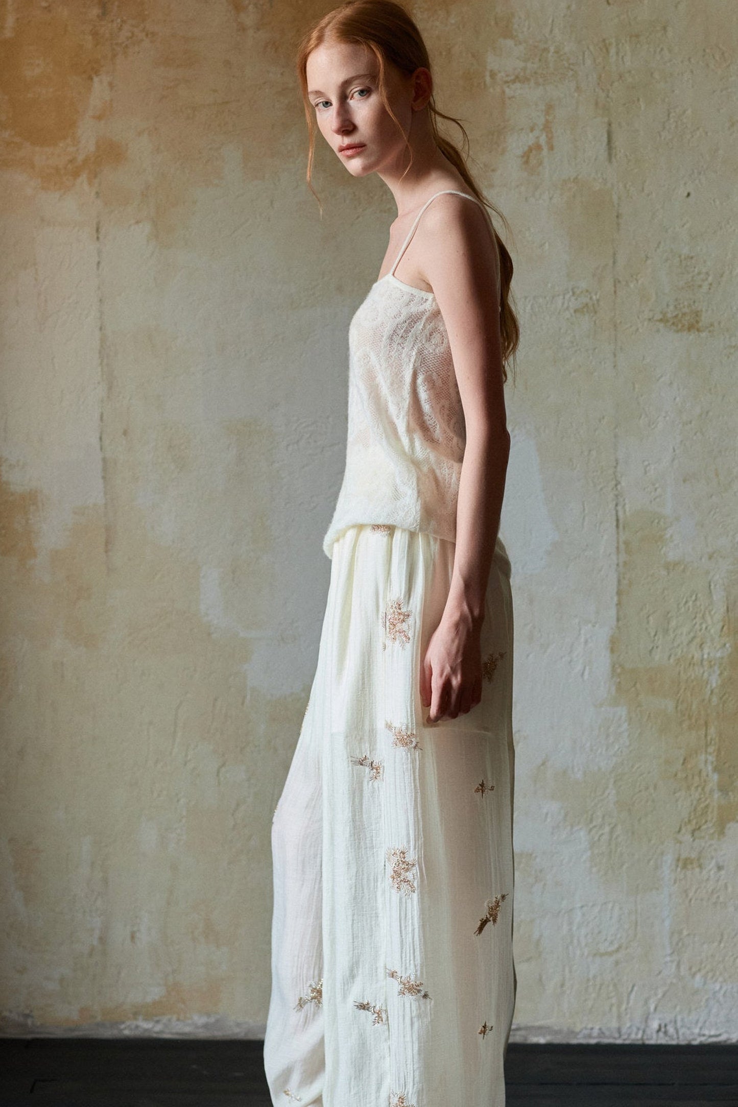 Off-White Wool Jacquard Camisole