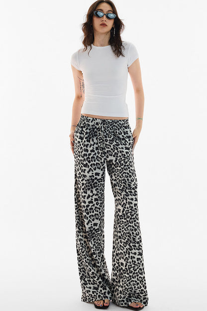 Snow Leopard Satin Wide-Leg Shorts