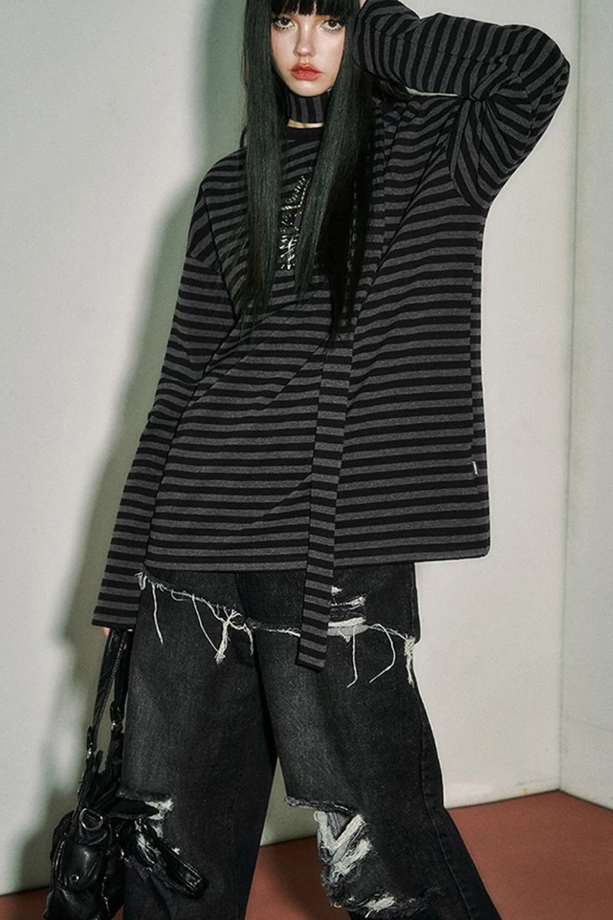 Striped Long-Sleeved T-Shirt Set-Up