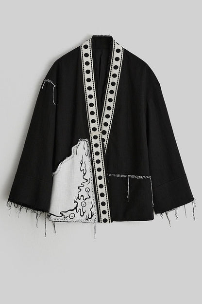 Loose Chinese Embroidered Cotton Linen Jacket