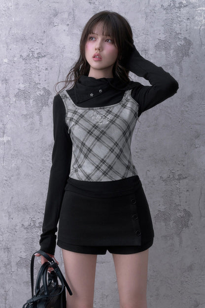 Brushed Button A-Line Skirt