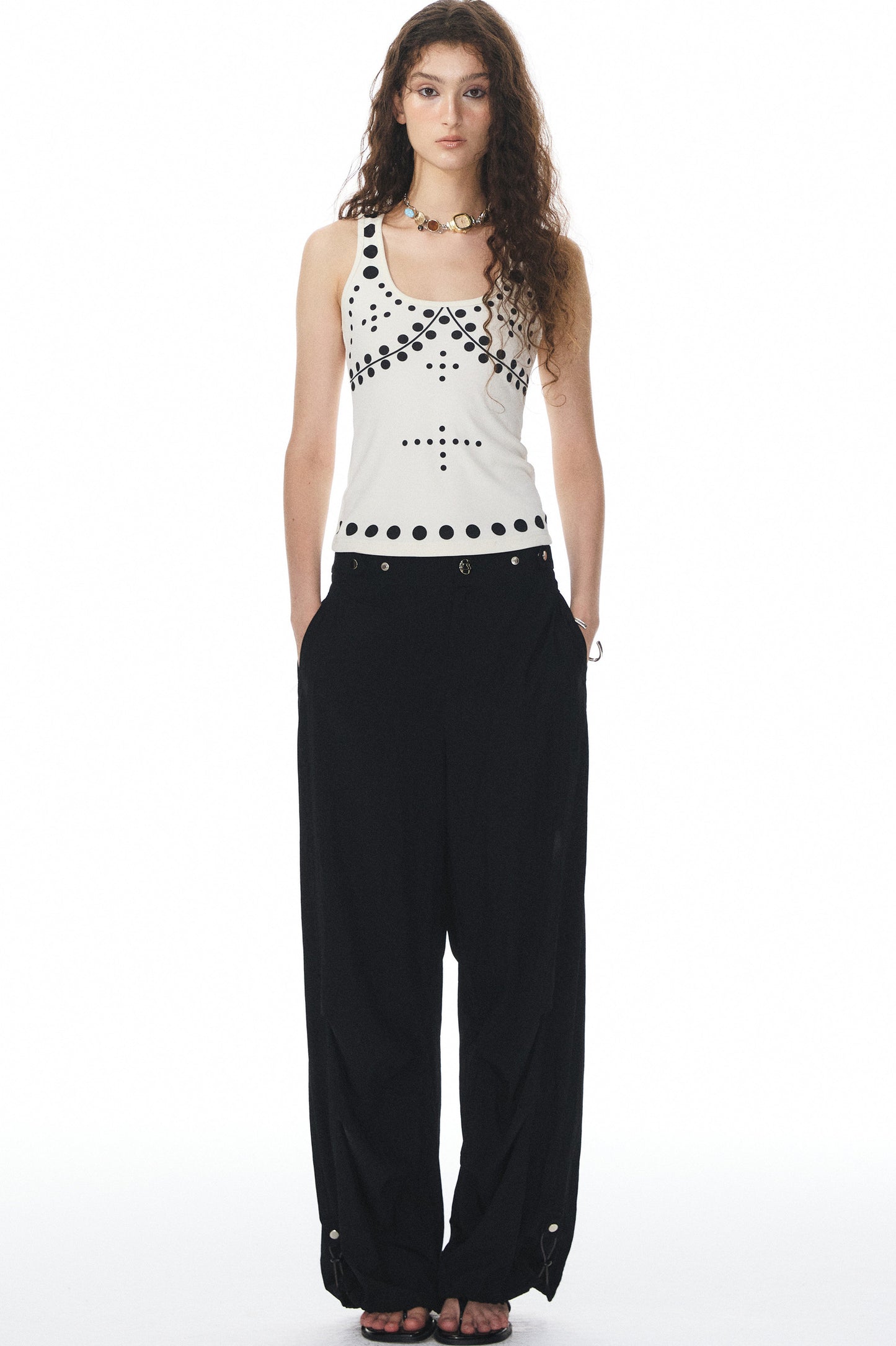 Polka Dot Knit Tank Top