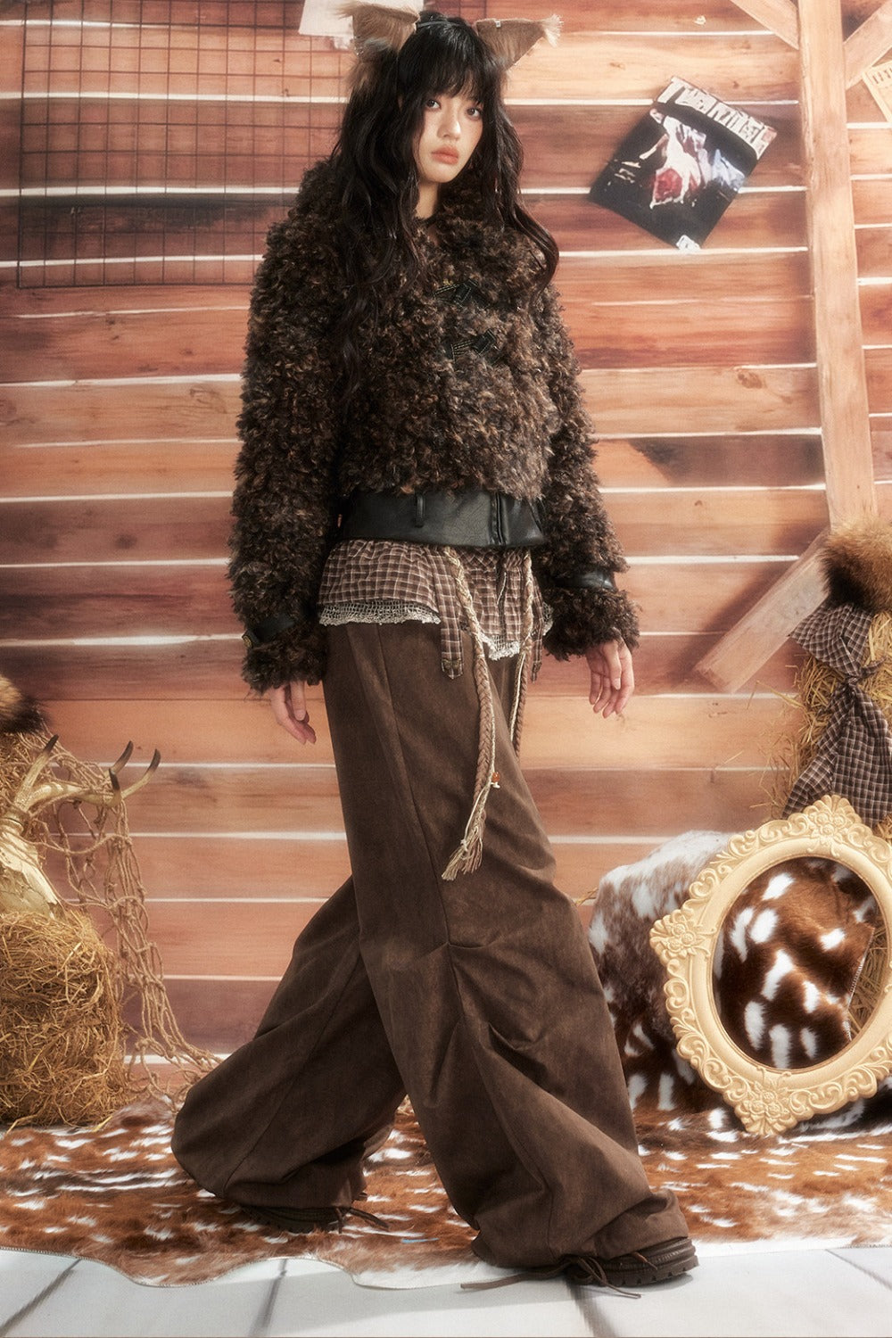 Plaid Tie-Waist Wide Leg Pants