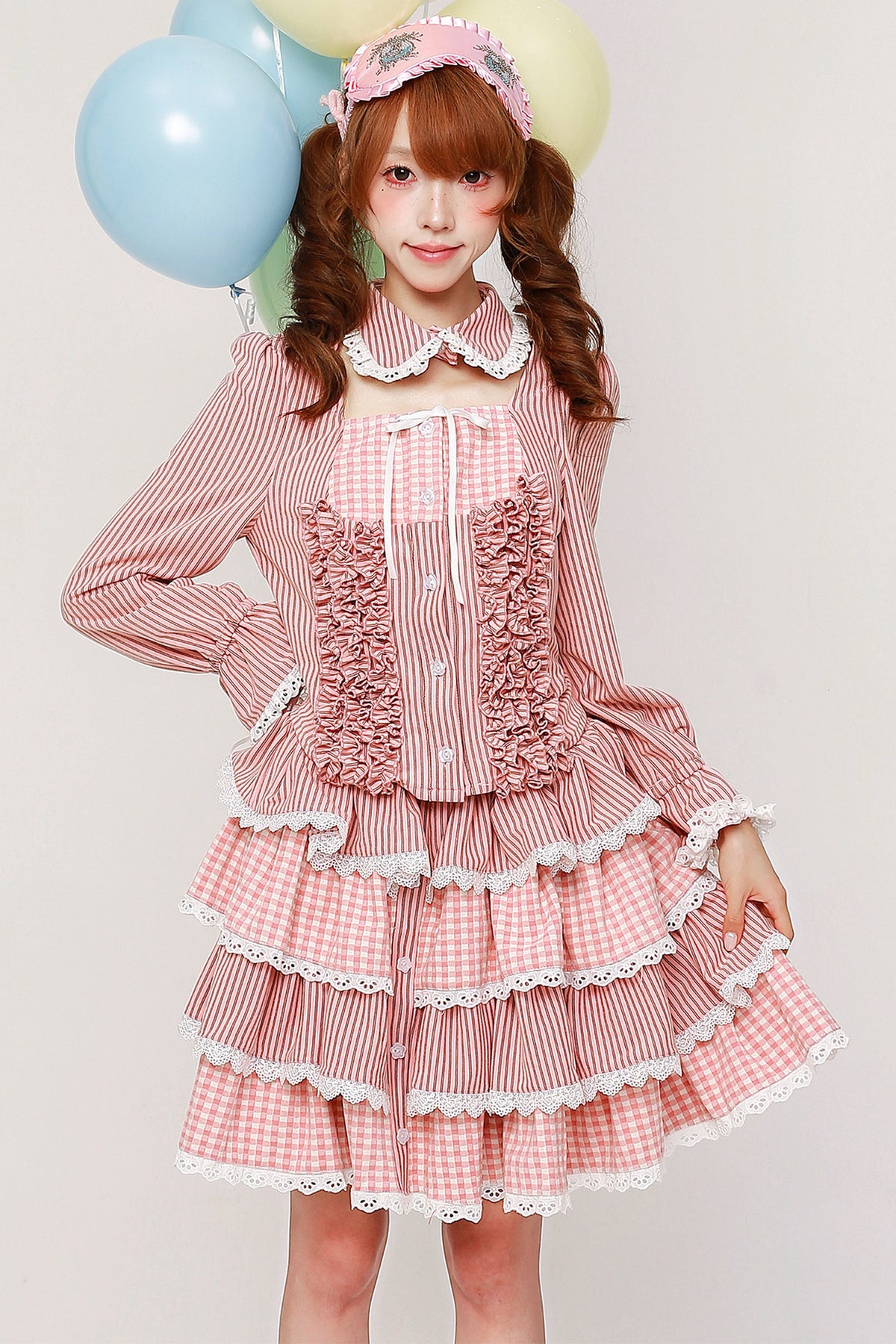 Pink Striped Puffy Lolita Skirt